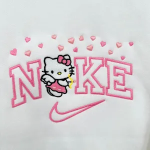 Nike Hello Kitty Hearts Embroidered YOUTH Sweatshirt Kids Boy Girl Unisex Crewneck
