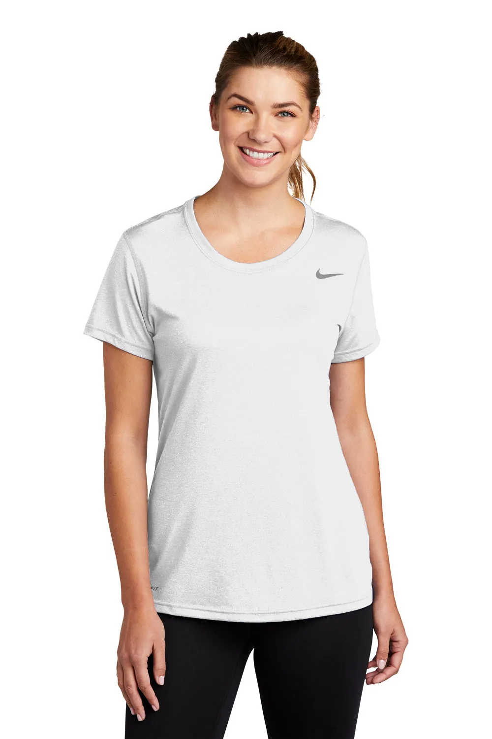 Nike Womens Legend Dri-Fit Moisture Wicking Short Sleeve Crewneck T-Shirt - White - Closeout