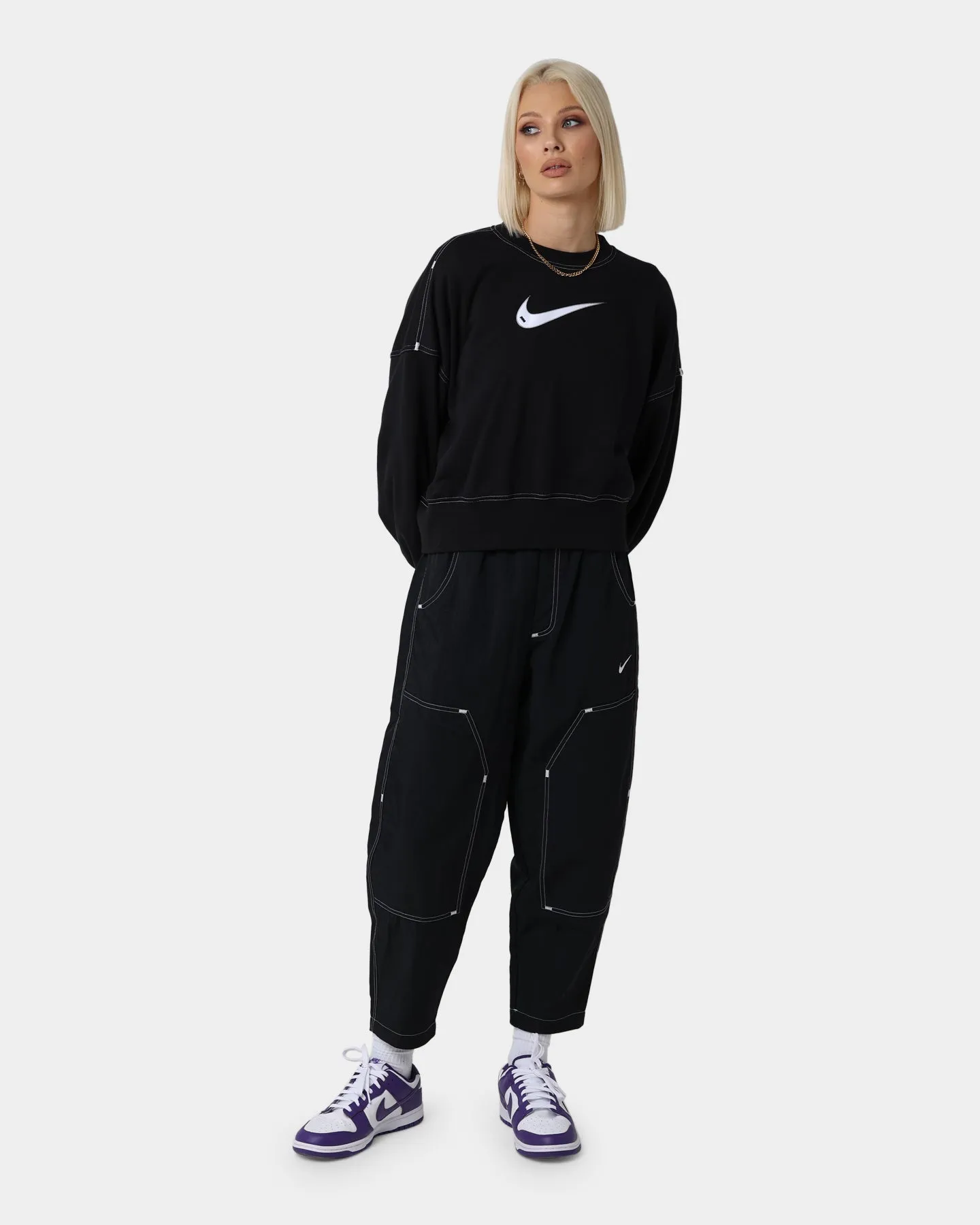Nike Women's Sportswear Woven High-Rise Pants Black/Black/White