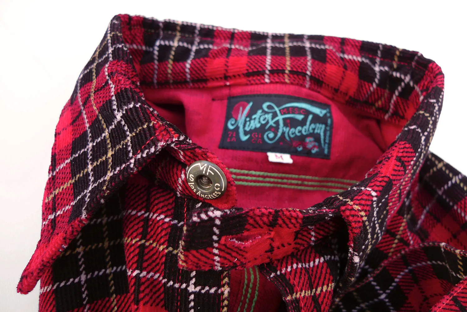 Nixon Shirt - Red Printed Plaid Corduroy