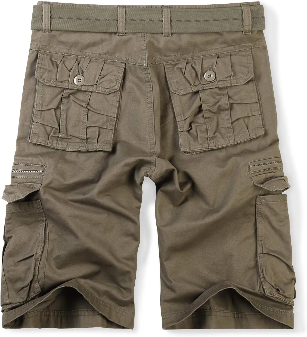 OCHENTA Cargo Shorts for Men with Zipper Pockets, Summer Mens Shorts Casual Military Outdoor Work (No Belt)