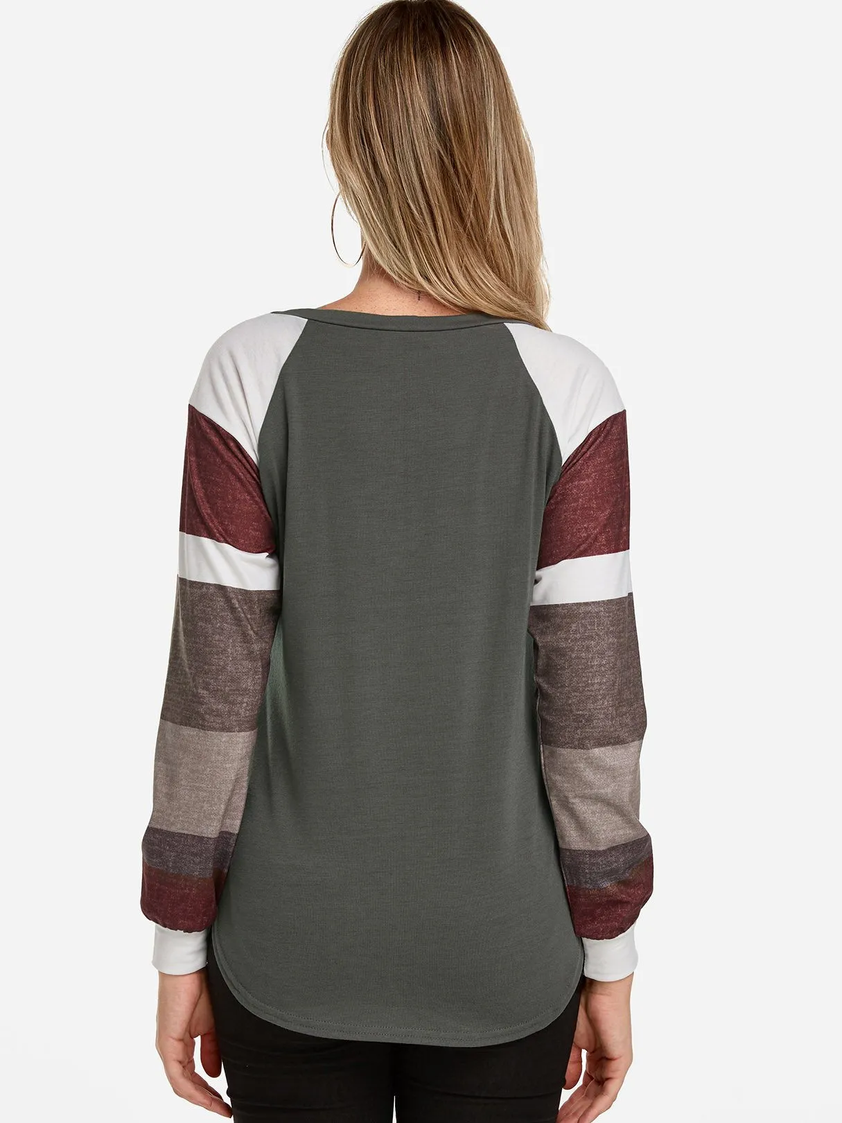 OEM ODM Round Neck Stripe Long Sleeve Grey T-Shirts