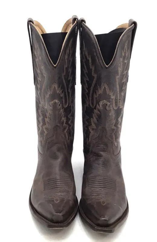 Old West Men's Brown Leather Cowboy Western Boots - Size 8.5
