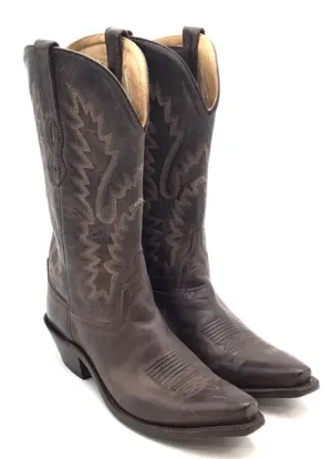 Old West Men's Brown Leather Cowboy Western Boots - Size 8.5