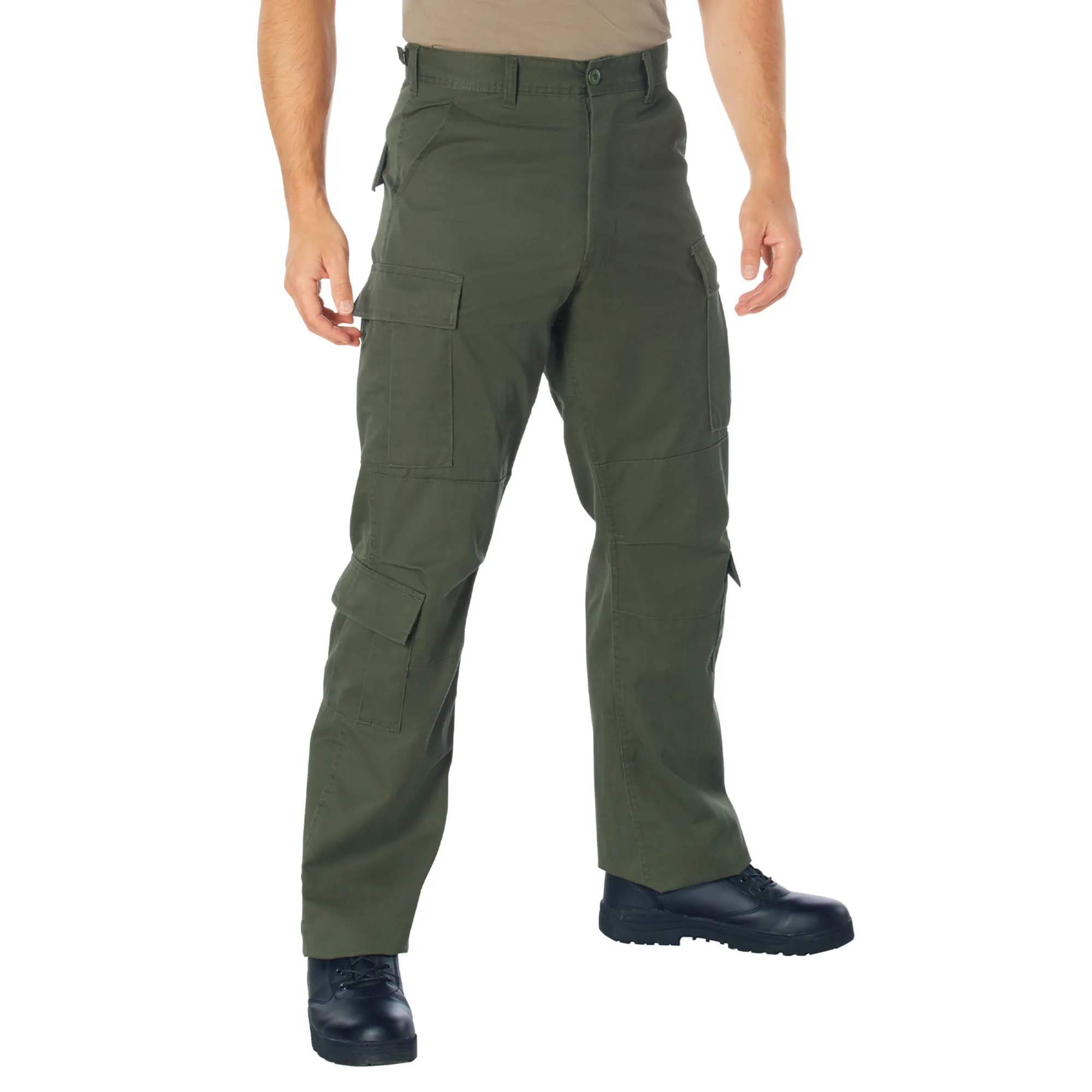 Olive Drab - Tactical Vintage Paratrooper BDU Pants Fatigues - Heavyweight Poly/Cotton - Zipper Fly