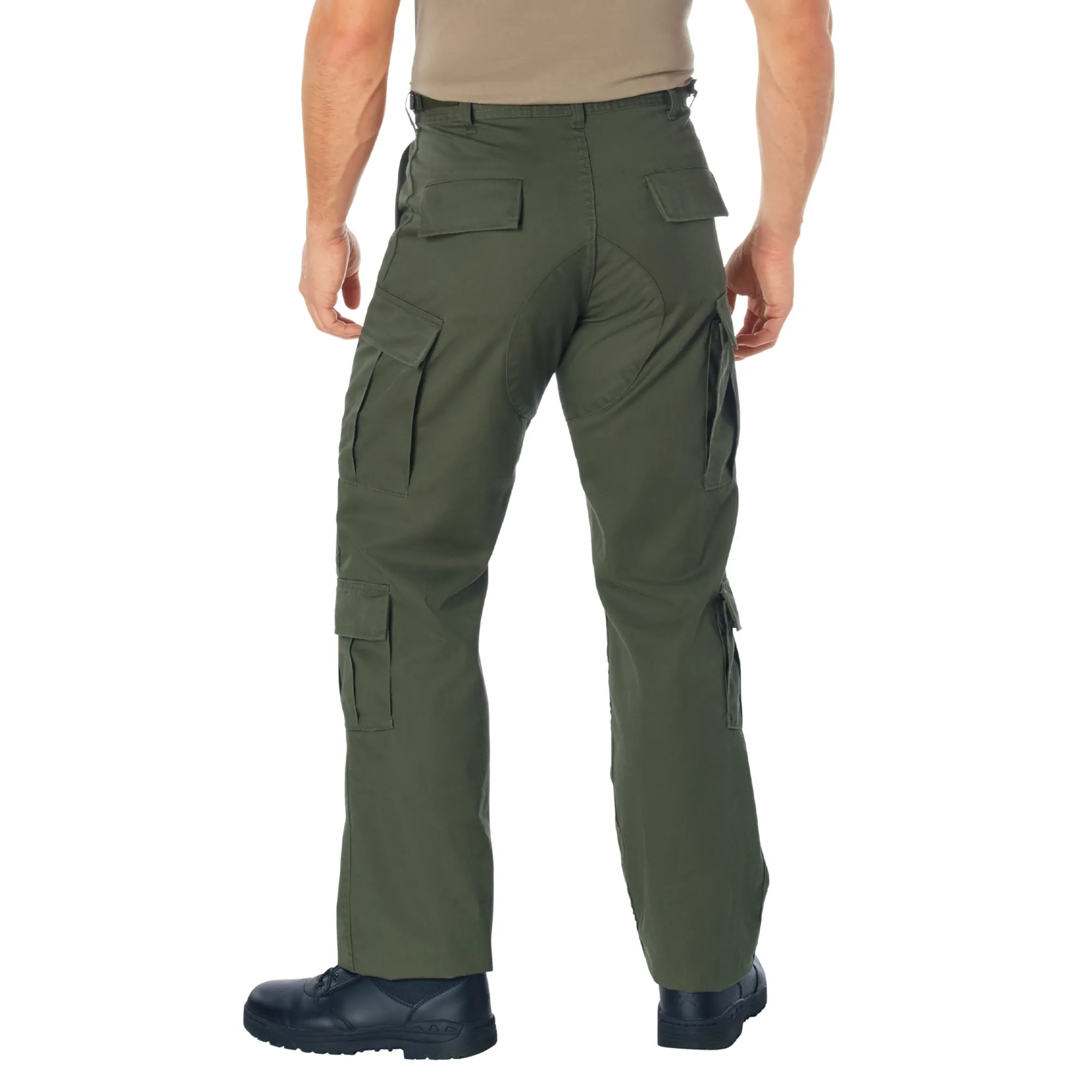 Olive Drab - Tactical Vintage Paratrooper BDU Pants Fatigues - Heavyweight Poly/Cotton - Zipper Fly