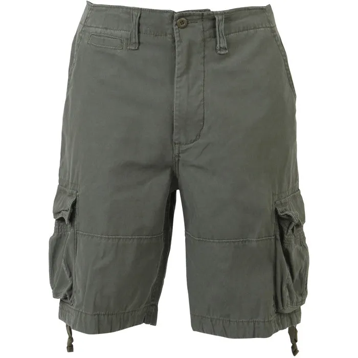 Olive Drab - Vintage Infantry Utility Army BDU Cargo Shorts - Heavyweight Cotton - Zipper Fly