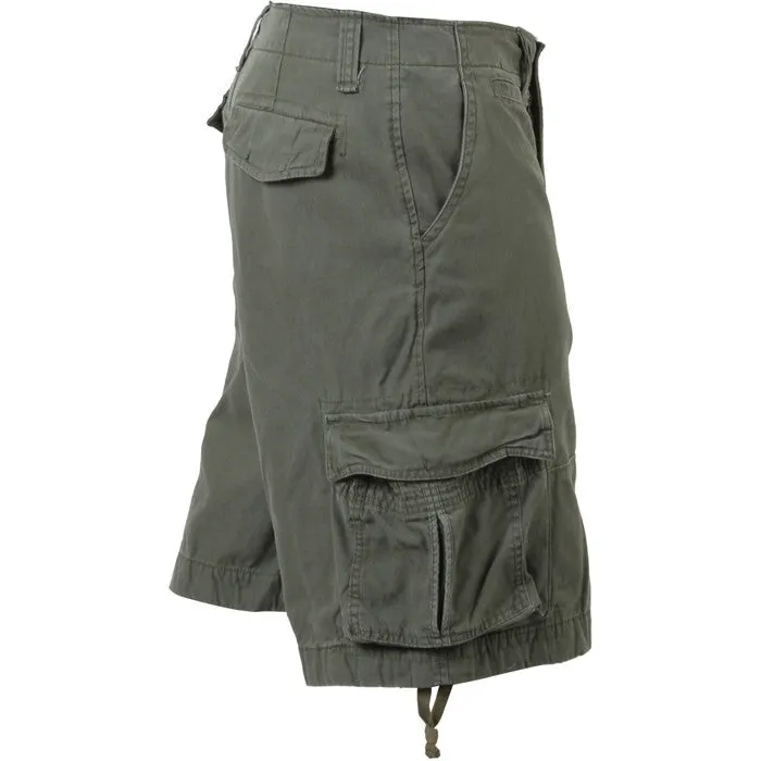 Olive Drab - Vintage Infantry Utility Army BDU Cargo Shorts - Heavyweight Cotton - Zipper Fly