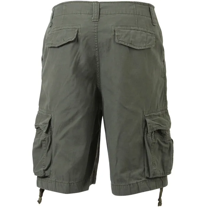 Olive Drab - Vintage Infantry Utility Army BDU Cargo Shorts - Heavyweight Cotton - Zipper Fly