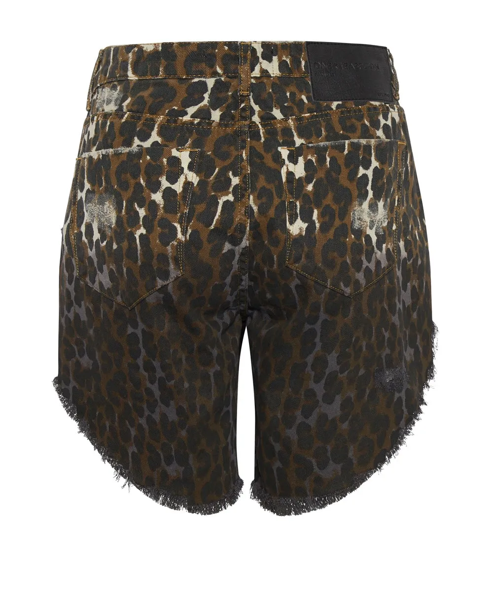 One Teaspoon Cheetahhh Frankies Long Length Denim Short