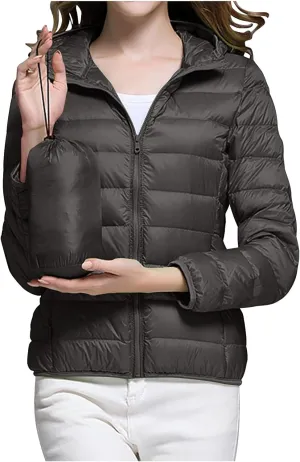 Oplxuo Womens Zip Up Puffer Jacket with Hood Lightweight Packable Quilted Down Coat Winter Padded Puffer Jackets Outerwear