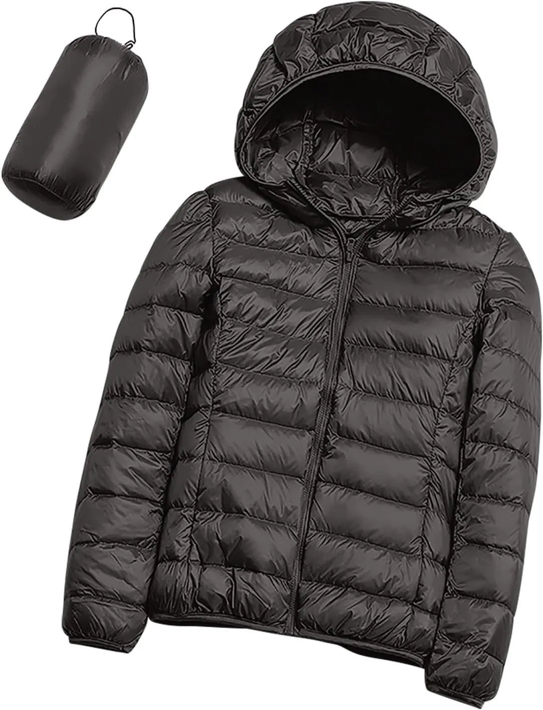 Oplxuo Womens Zip Up Puffer Jacket with Hood Lightweight Packable Quilted Down Coat Winter Padded Puffer Jackets Outerwear