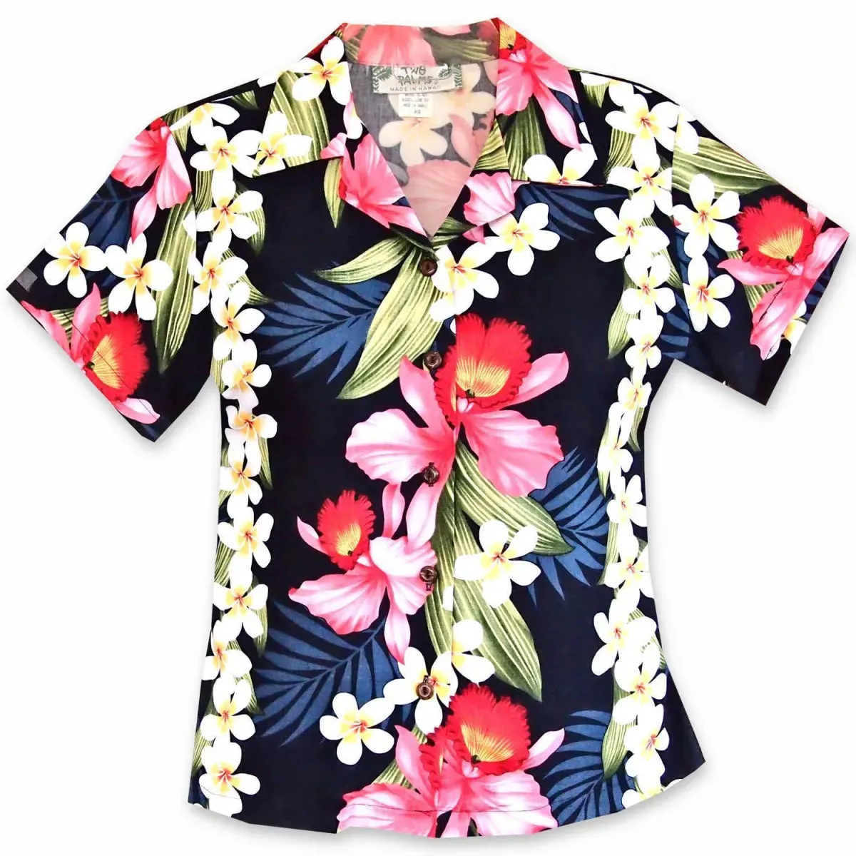 orchid play blue hawaiian lady blouse
