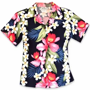 orchid play blue hawaiian lady blouse
