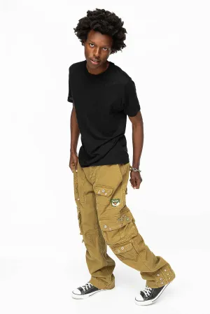 ORIGINAL ROBIN’S JEAN CALL OF DUTY CARGO PANTS IN AVOCADO COLOR WITH ROCK N ROLL PATCH