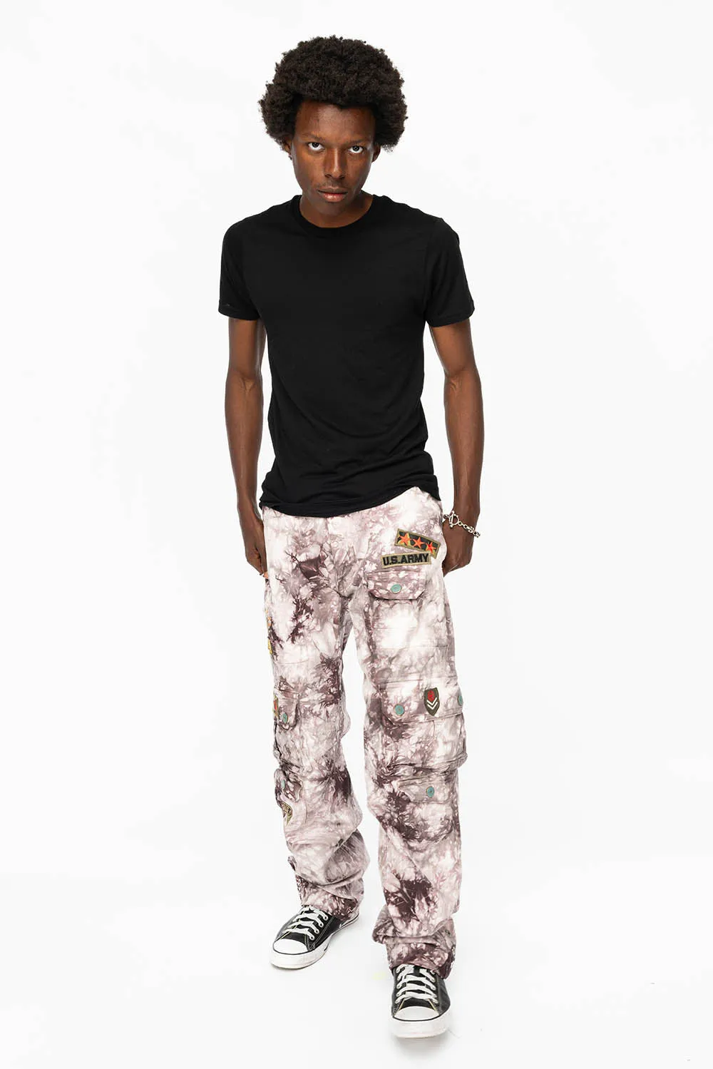 ORIGINAL ROBIN’S JEAN CALL OF DUTY CARGO PANTS IN CRYSTAL TYE DYE PURPLE WITH PATCH