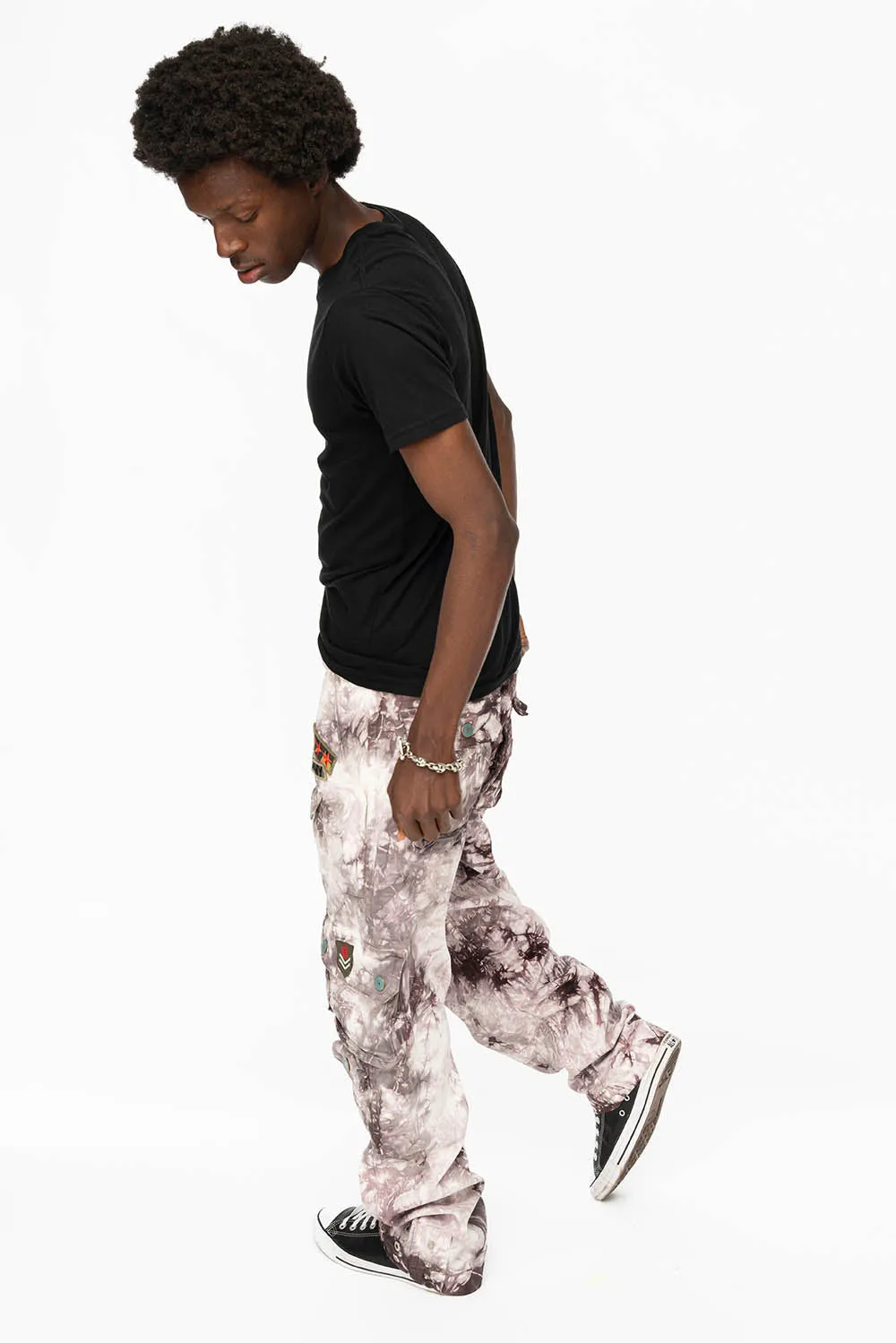 ORIGINAL ROBIN’S JEAN CALL OF DUTY CARGO PANTS IN CRYSTAL TYE DYE PURPLE WITH PATCH