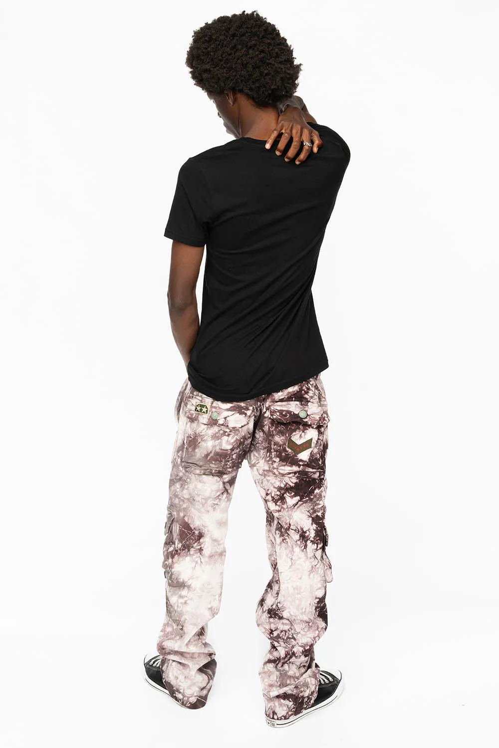 ORIGINAL ROBIN’S JEAN CALL OF DUTY CARGO PANTS IN CRYSTAL TYE DYE PURPLE WITH PATCH