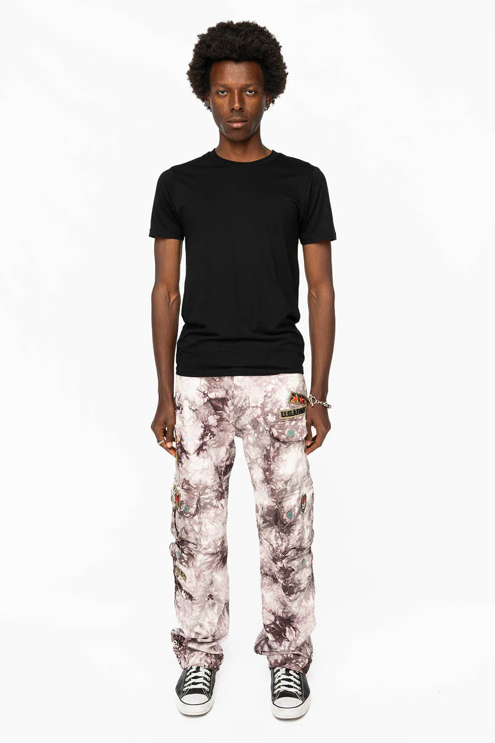 ORIGINAL ROBIN’S JEAN CALL OF DUTY CARGO PANTS IN CRYSTAL TYE DYE PURPLE WITH PATCH