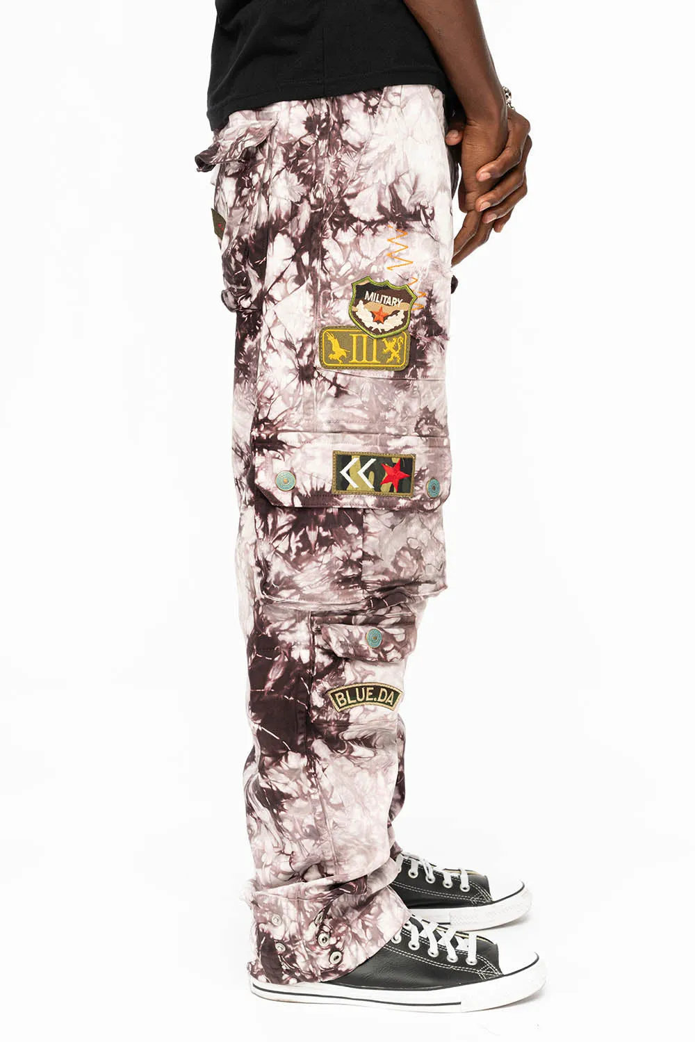 ORIGINAL ROBIN’S JEAN CALL OF DUTY CARGO PANTS IN CRYSTAL TYE DYE PURPLE WITH PATCH
