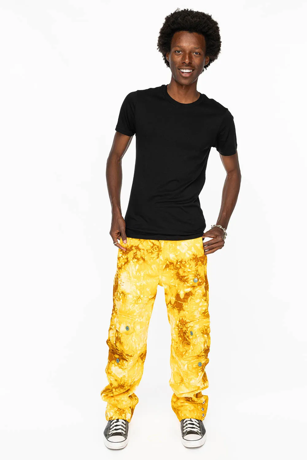 ORIGINAL ROBIN’S JEAN CALL OF DUTY CARGO PANTS IN TYE DYE TAN YELLOW