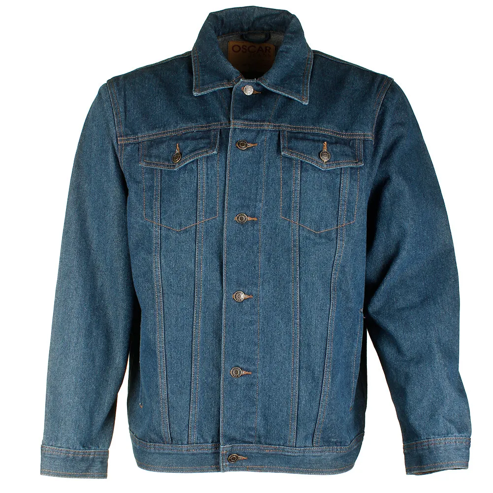 Oscar Jeans Men's Pocket Basic Washed Denim Trucker Jacket