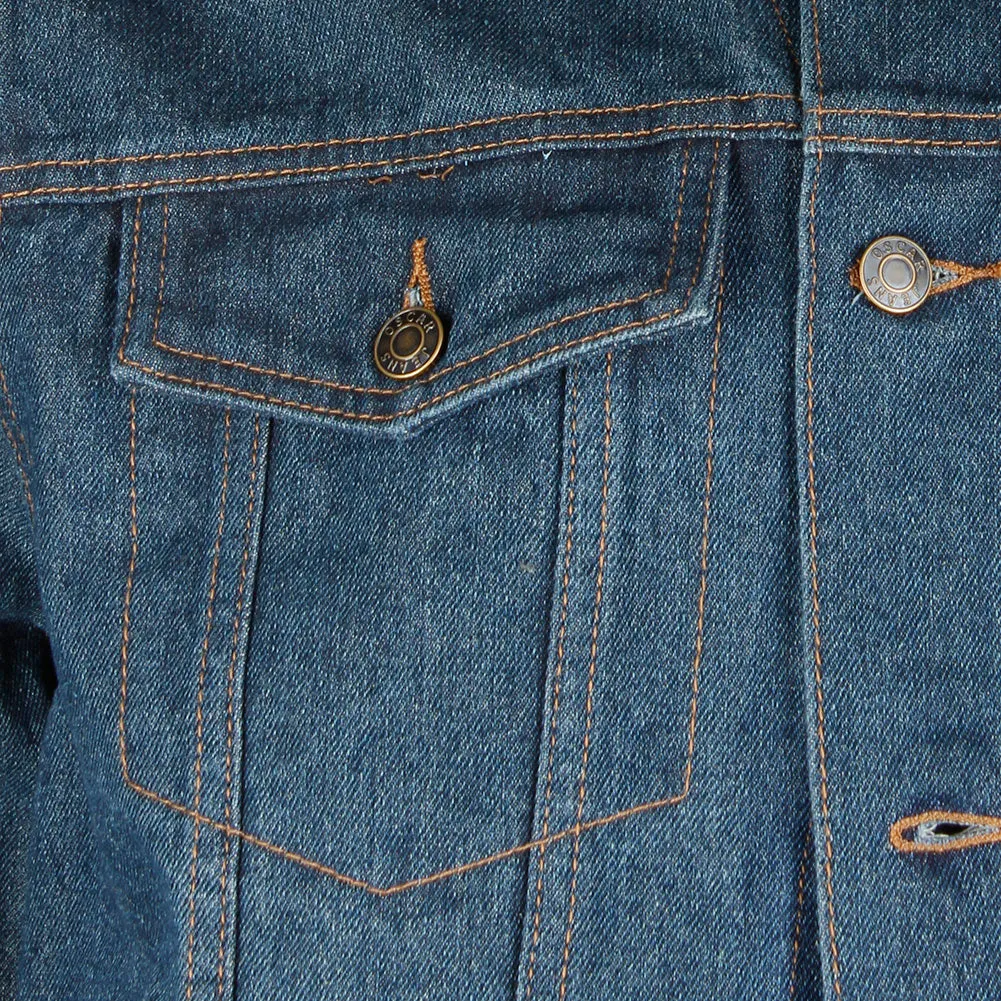 Oscar Jeans Men's Pocket Basic Washed Denim Trucker Jacket