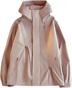 Outdoor Rain Jacket Men Waterproof Lightweight Outdoor Softshell Windbreaker Plain Hooded Rain Coat With Zip Pockets