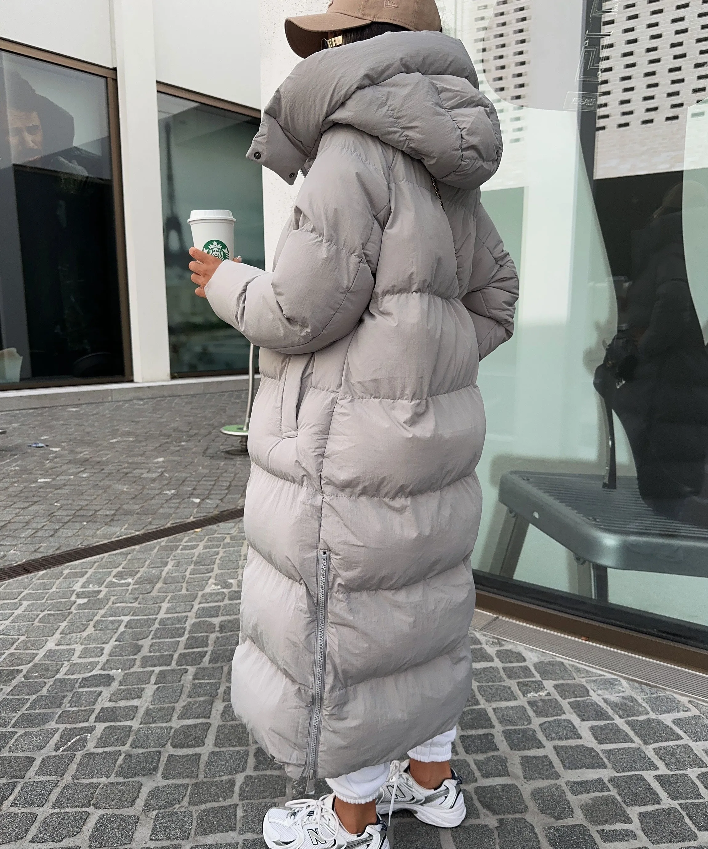 Oversize Jacke Addie Lang Grau