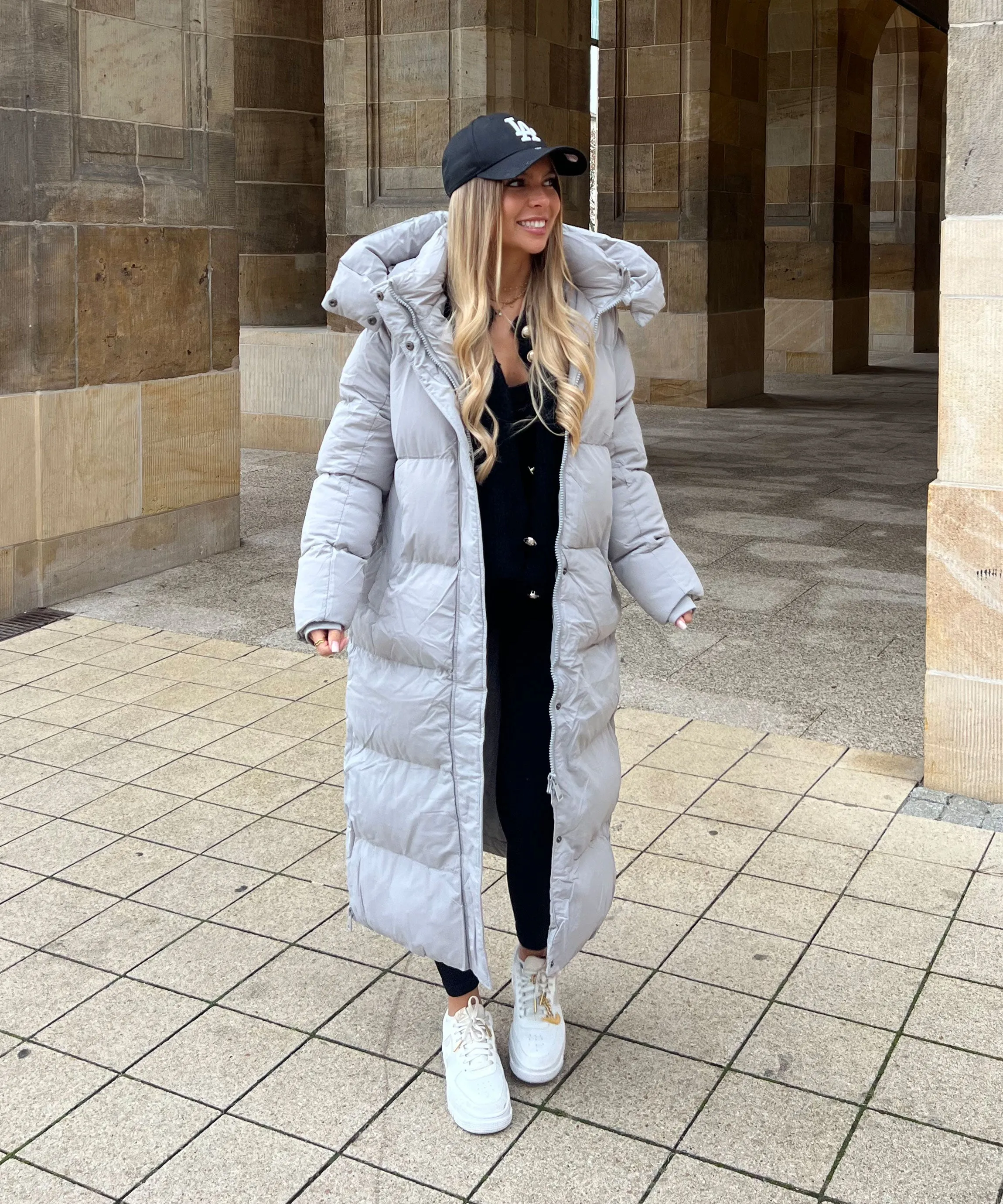 Oversize Jacke Addie Lang Grau