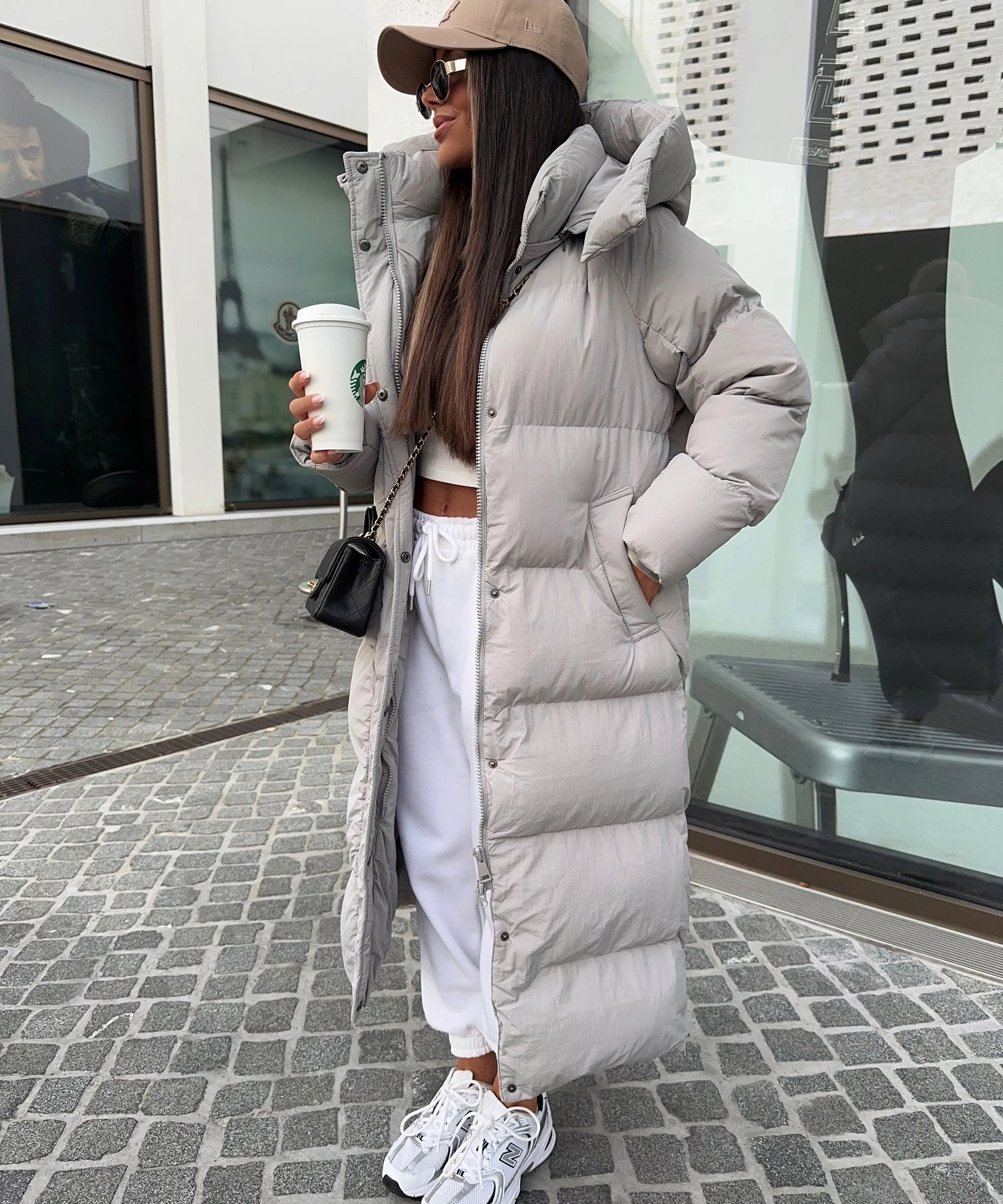 Oversize Jacke Addie Lang Grau