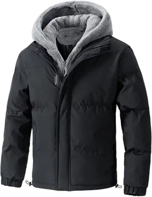 Oversize Mens Winter Coat Hooded Down Quilted Coat Warm Winter Puffer Jacket Windproof Insulated Jacket Snow Parka
