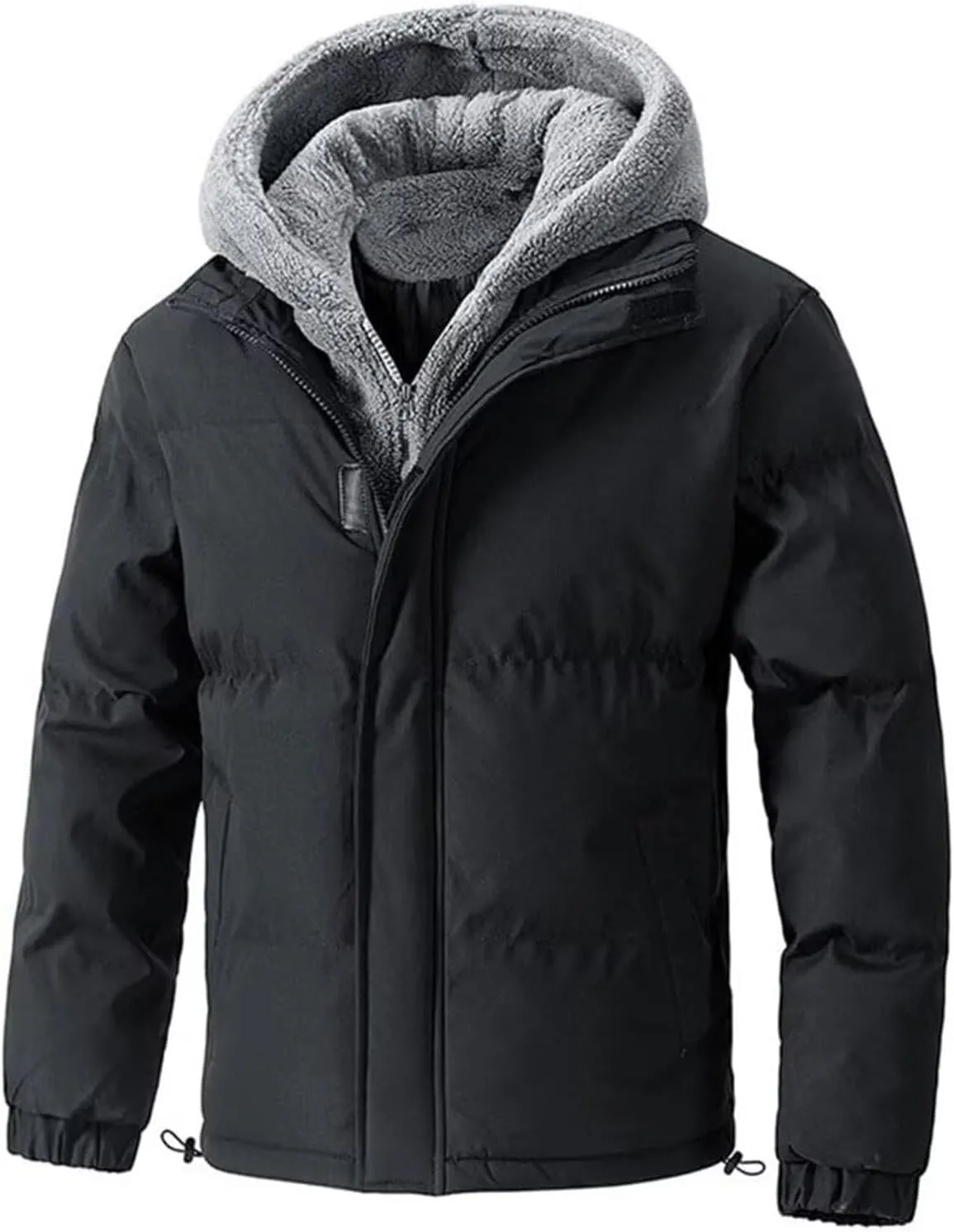 Oversize Mens Winter Coat Hooded Down Quilted Coat Warm Winter Puffer Jacket Windproof Insulated Jacket Snow Parka