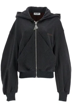 oversized black gradient zip hoodie 250WCF00015JJF007AA BLACK FADE/BROWN