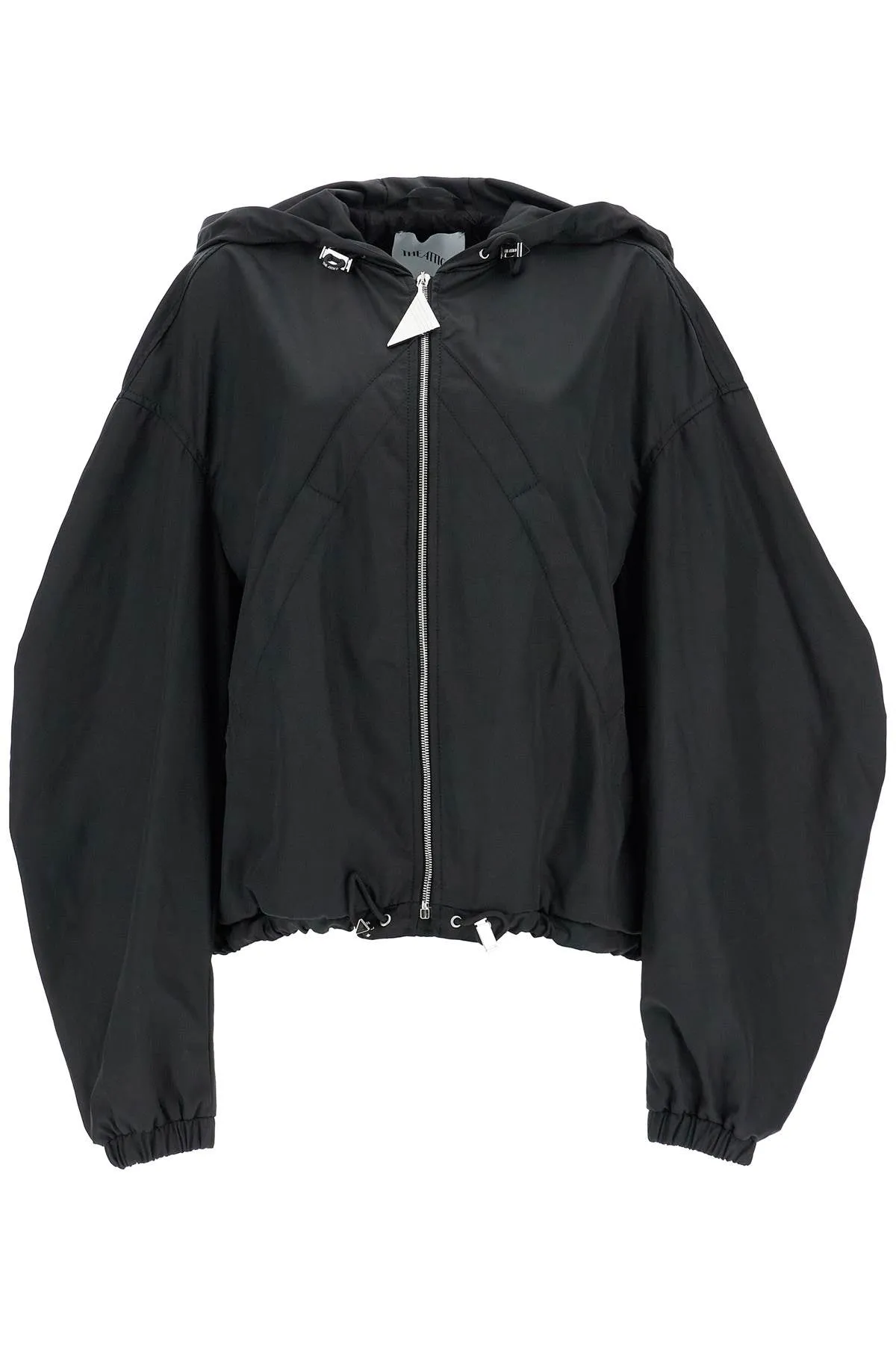 oversized black hooded bomber jacket in polyester 250WCB00076PLL001AA BLACK