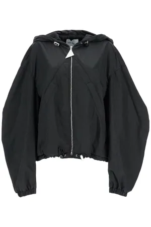 oversized black hooded bomber jacket in polyester 250WCB00076PLL001AA BLACK