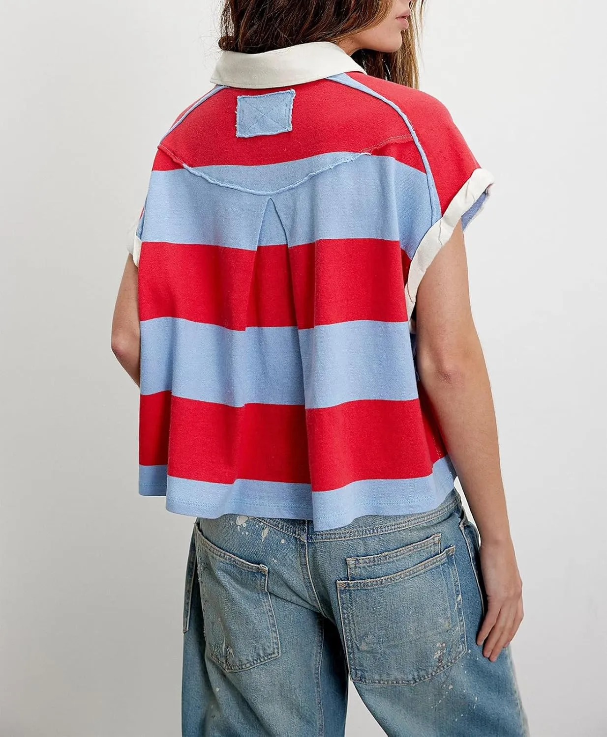Oversized Tshirts for Women Striped Tee Shirts Y2K Short Sleeve Aesthetic Baggy T-Shirts Summer Tees
