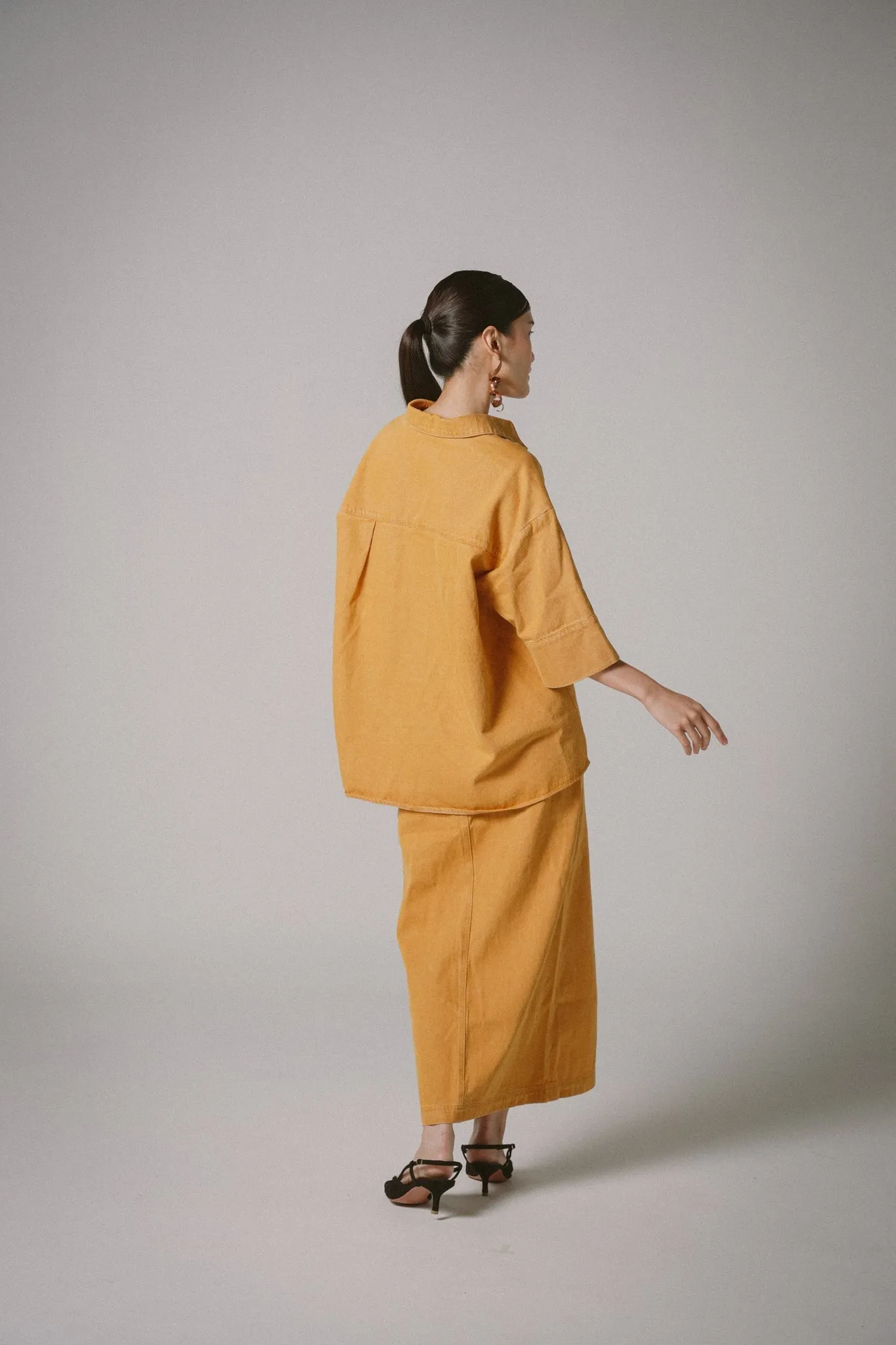 Oversized Utility Denim Shirts (Orange)