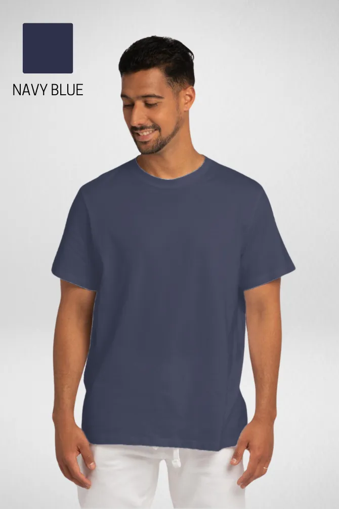 Pack Of 3 Plain T-shirts Navy Blue Mustard Yellow and Black for Men
