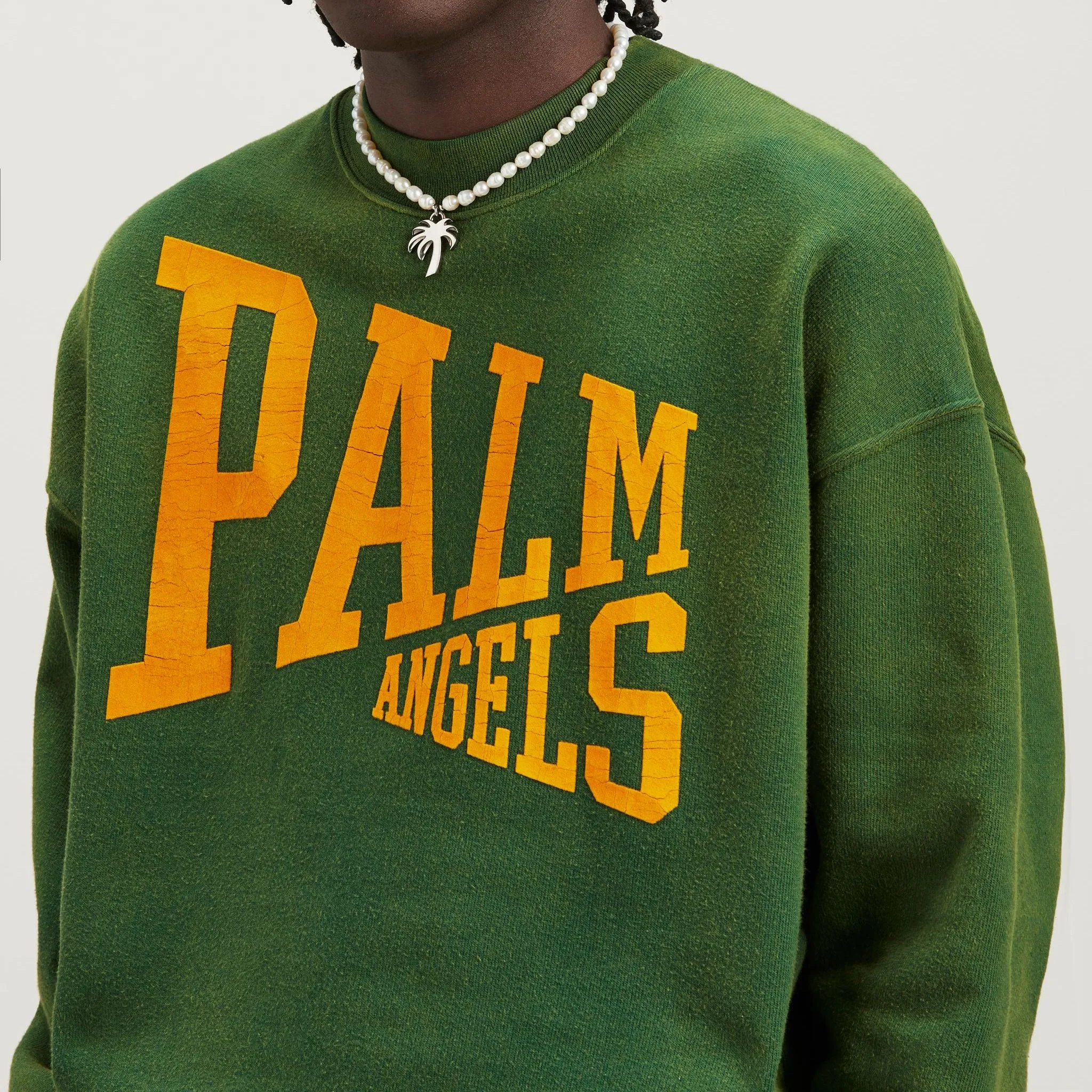 Palm Angels College Crewneck Green/Gold