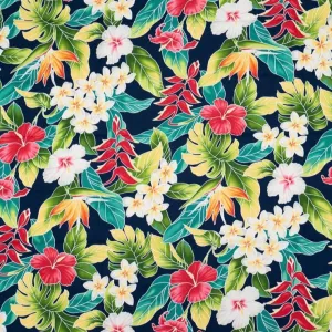 Paradise Hibiscus & Plumeria Hawaiian Fabric