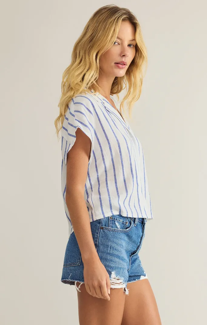 Parallel Button Down Top Palace Blue