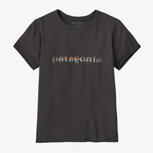 Patagonia '73 Text Logo Organic Ringer Tee | Ink Black | Womens