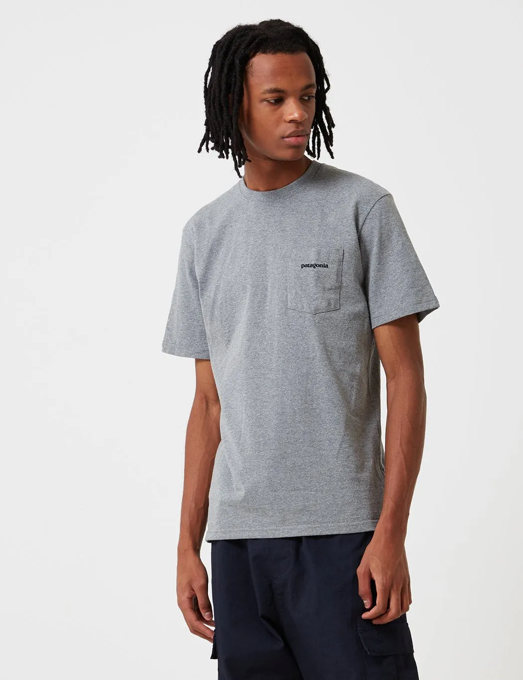 Patagonia P-6 Logo Pocket Responsibili-Tee T-Shirt - Gravel Heather Grey
