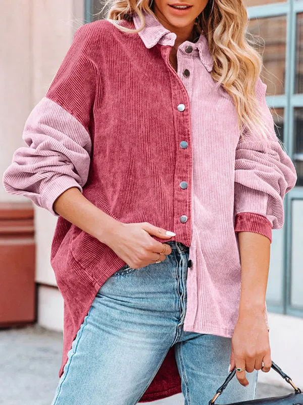 Patch Corduroy Oversized Shirt Jacket