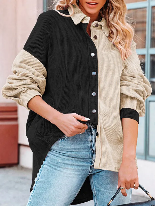Patch Corduroy Oversized Shirt Jacket