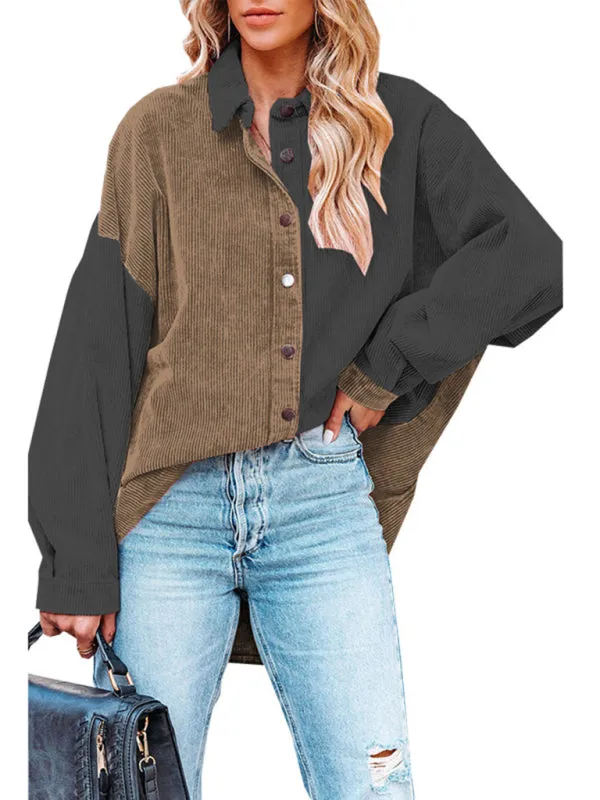 Patch Corduroy Oversized Shirt Jacket