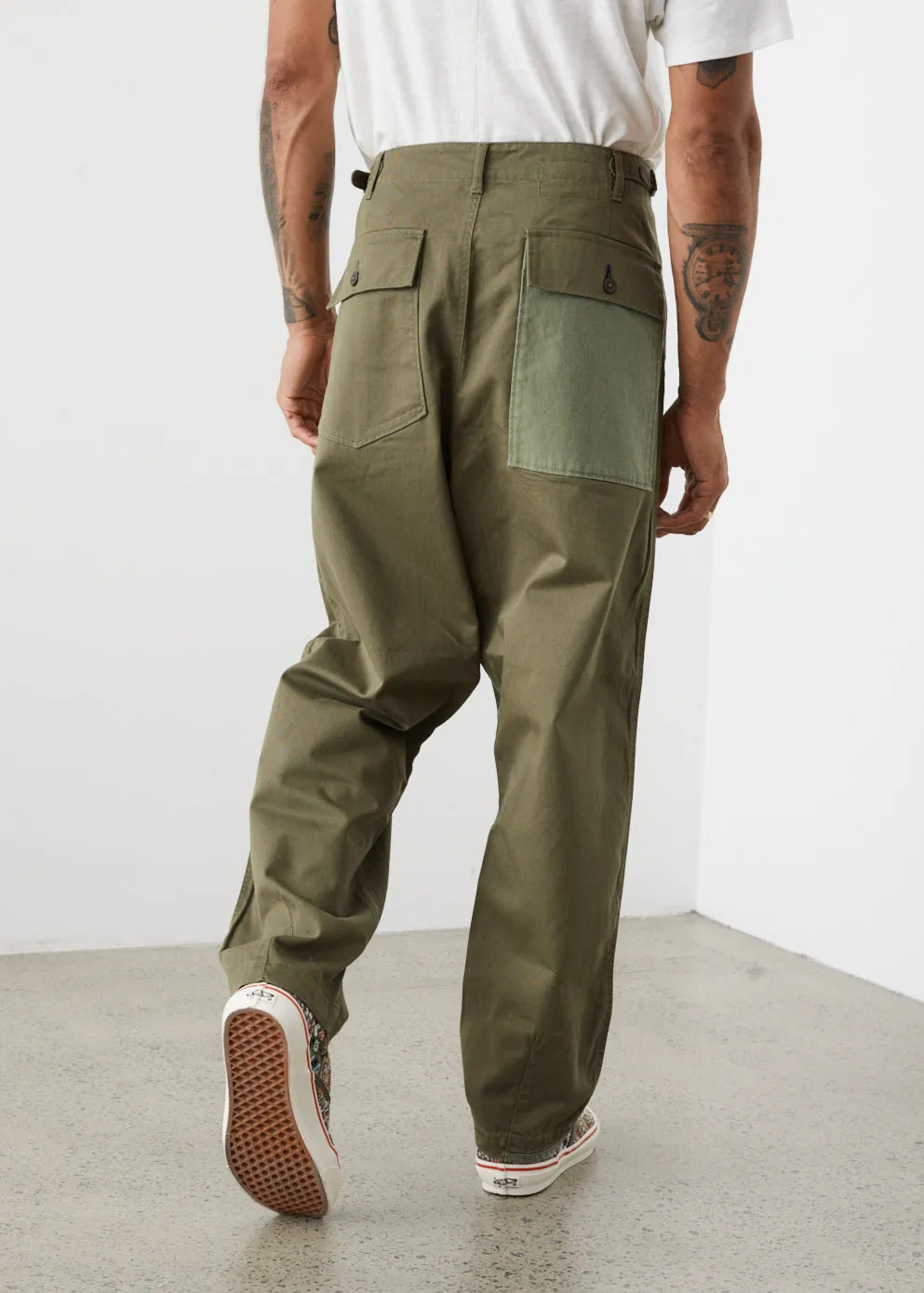 Patched Military Fatigue Pants
