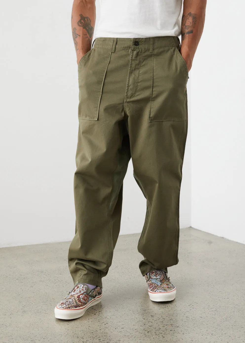 Patched Military Fatigue Pants