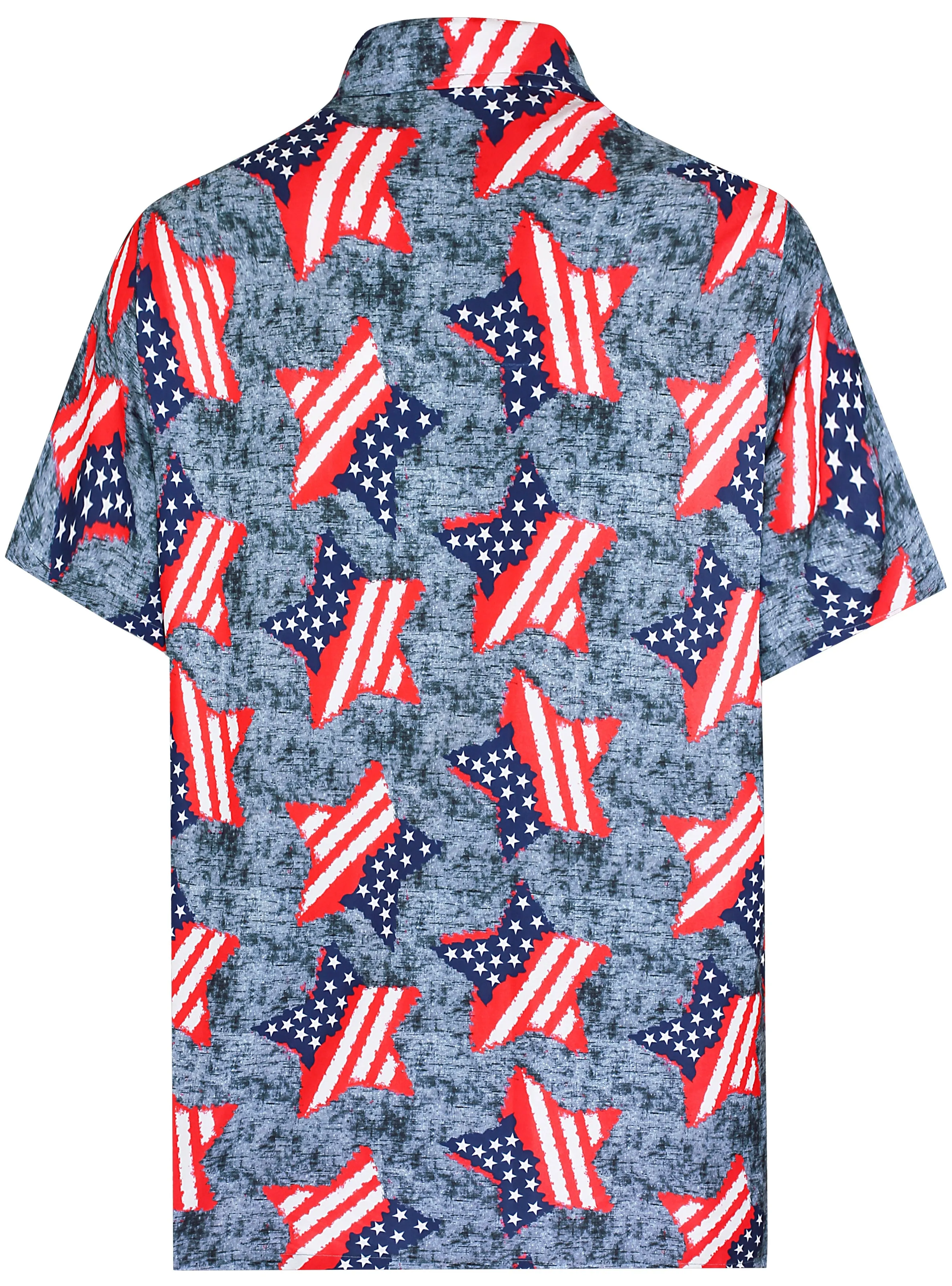 Patriotic American Flag Stars Printed Hawaiian Beach Shirt For Men